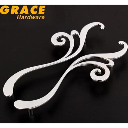 New Art Chrome Cabinet Furniture Wardrobe Door Knob Drawer Cabinet Hardware Shake Handle(C.C.:160mm L:217mm)