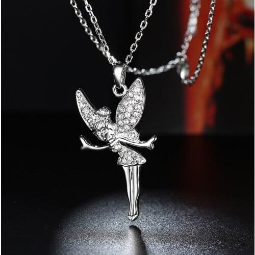 New 18K gold Necklaces Angel Crystal Pendant 18 Inches fashion Women high quality Jewelrys party Wedding Christmas Gifts