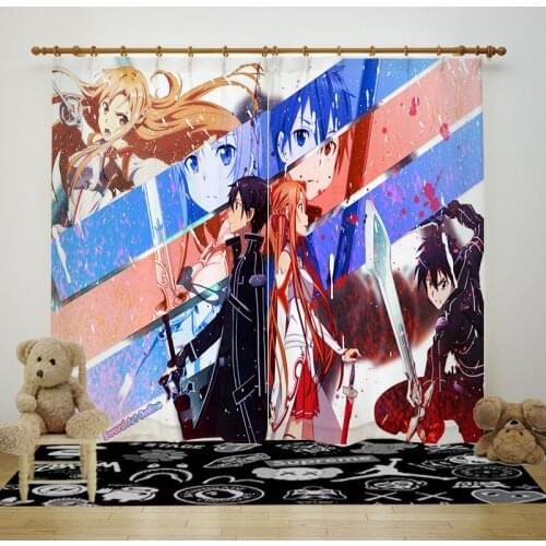 Sword Art Online Window Curtains Living Room Thicken Decorative Kitchen Curtain Shower Curtain Dropship Custom Kid Adult Curtain