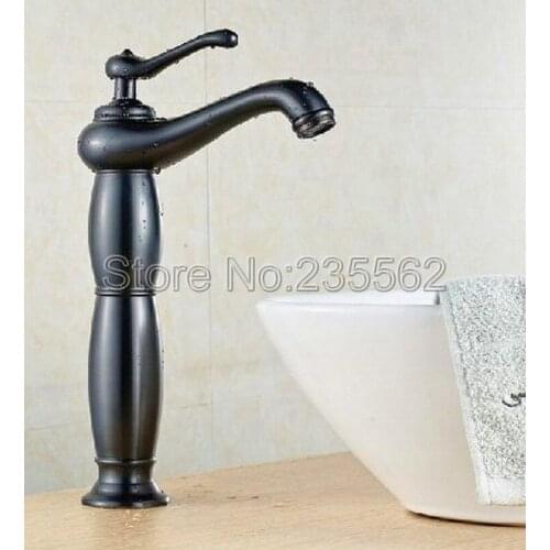 Bathroom Basin Faucet Black Oil Rubbed Bronze New Single Handle Hot And Cold Tap Washbasin Mixer Sink Faucet lnf288