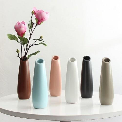 Modern minimalist ceramic vase Artificial orchid flower set Tabletop Vases home decor accessories vase for wedding decoration