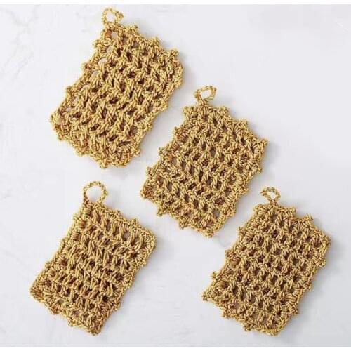 Gold Wire Dish Towel Scouring Pad Cleaning Brush Non-stick Oil Dishwashing Block Rag Kitchen Mesh Sponge Wipe Cleaning Tool
