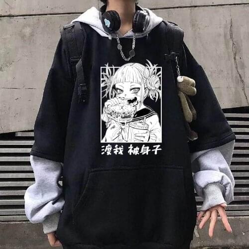 Anime My Hero Academia Himiko Toga Print Pullovers Hoodie Loose Hip Hop Sweatshirt Punk Streetwear Harajuku Unisex Hoodie