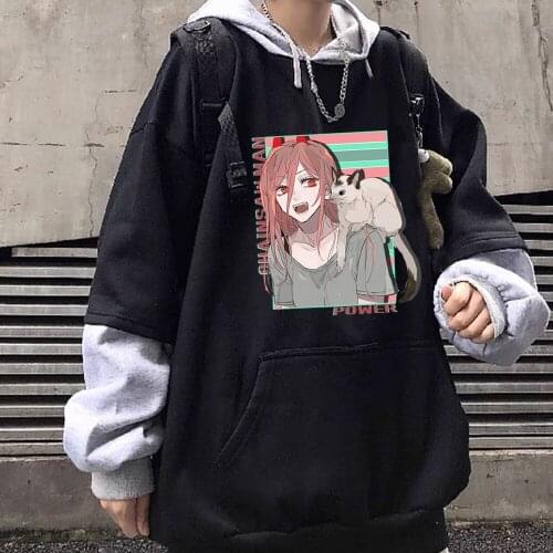 Kawaii Power Cosplay Cartoon Hoodies Men Women Sweatshirt Graphic Manga Chainsaw Man Hoody Male Autumn Loog Sleeve Fashion