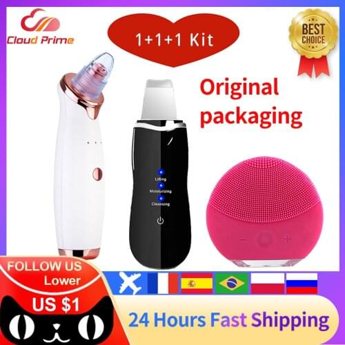 Cloud Prime Ultrasonic Skin Scrubber Face Pore Cleaner Exfoliator Vacuum Suction Blackhead Remover Sonic Facial Cleansing Brush
