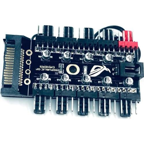 Intelligent Temperature Control Pwm 4pin Fan Hub 10 Way Controller Big 4p Port Sata Port Power Supply Big 4p Power Supply