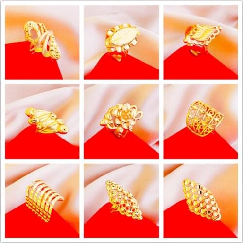 VAMOOSY 24K gold Fashion accessories wedding Rings for Women engagement Jewelry aesthetic Vintage Golden lady girl finger ring