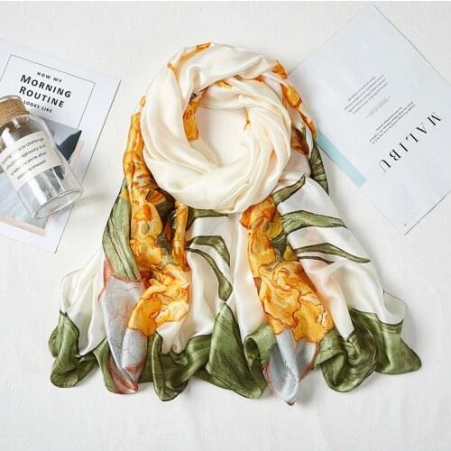 Spring Silk Scarf Women Luxury Shawls Fashion Satin Office Hijabs Autumn Beach Foulard Scarves PJ161