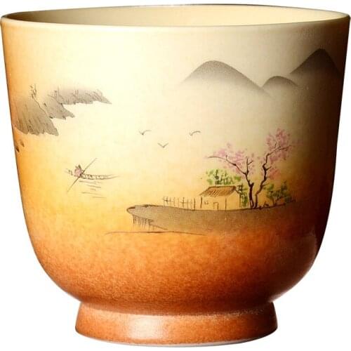 High Quality Mountain Firewood Single Tea Master Cup Hand Painted Ceramic Tea Cup New Arrival