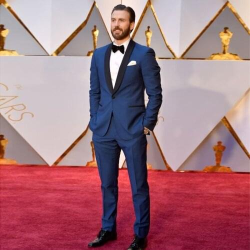 Royal Blue Two Pieces Mens Suits Shawl Lapel Formal Tuxedos Red Carpet Prom Blazers With Jacket And Trousers Male Clothing