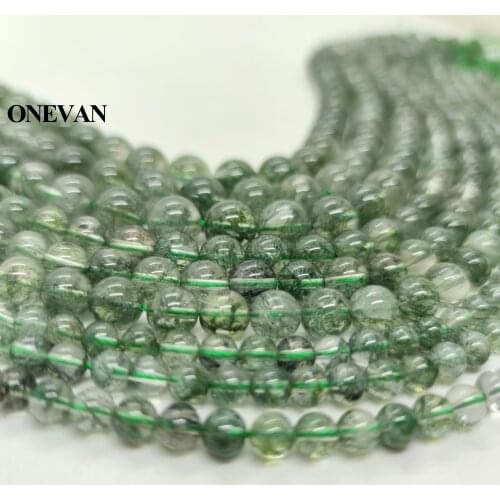ONEVAN Green Crystal Quartz Beads 6mm 8mm 10mm Smooth Loose Stone Bracelet Necklace Jewelry Making Diy Accessories Gift Design