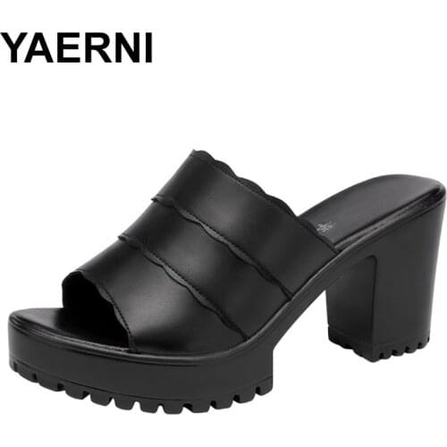 YAERNI2021 Summer New High Heel Wedges Heel Sandals Women Platform Open Toe White Sandals