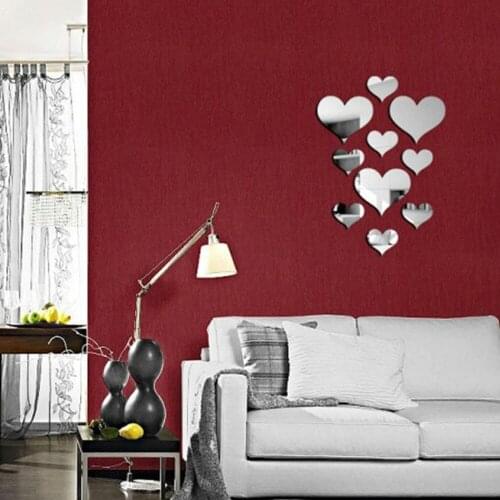 10pcs Love Heart Acrylic 3d Mirror Wall Sticker Mural Decal Removable Stickers Home Decoration Living Room Party Wedding Decor