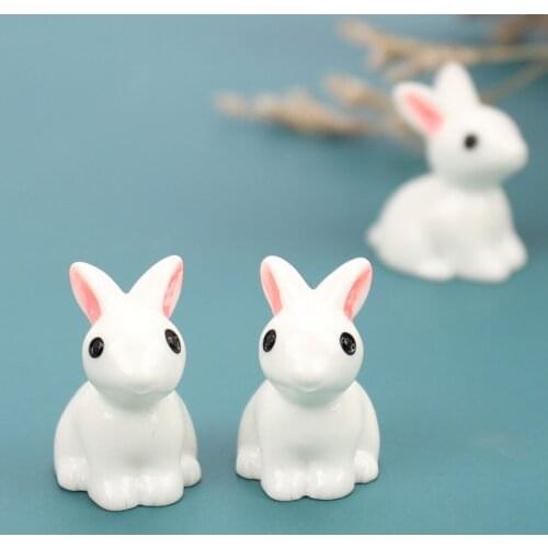 12pcs/Set Mini Rabbit Easter Decoration Miniature Hare Animal Figurine Resin Craft Bunny Garden Ornament DIY Accessories