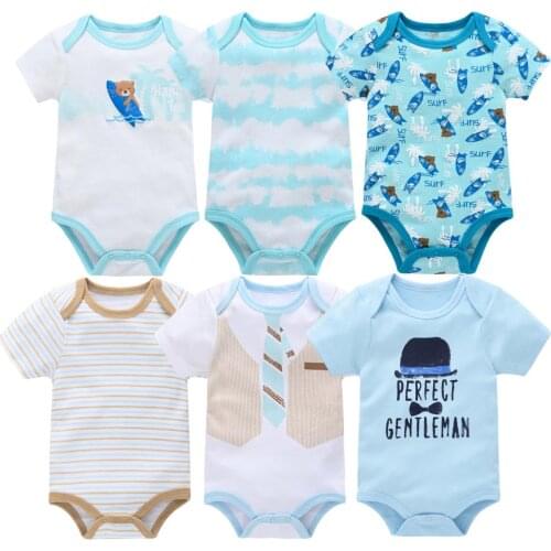 2021 Summer Unisex Newborn Baby Boy Clothes Unicorn Cotton 6PCS Baby Girl Clothes Cartoon Girls Baby Jumpsuits Bodysuits