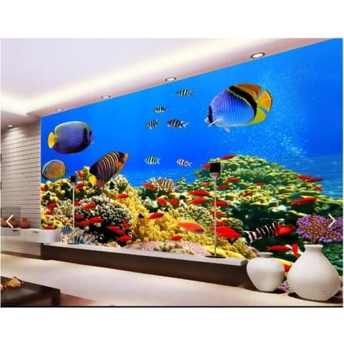 Customized photo wallpaper 3d wall mural wallpaper ocean tropical fish fish background wall papers for living room wallpaper