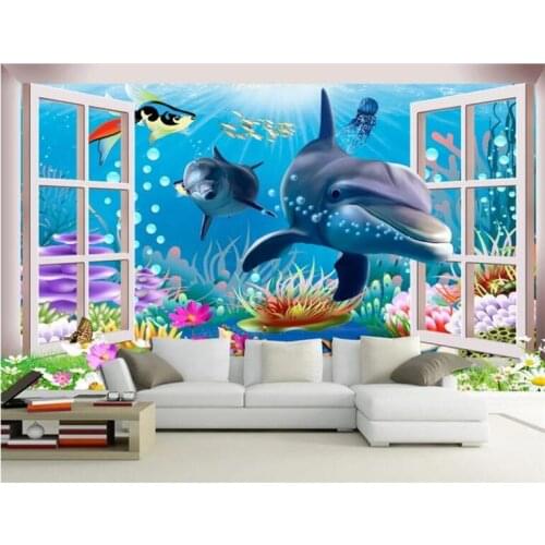 3D wallpaper custom mural beauty 3 d underwater world aquarium cartoon children room background wall paintings non-won wallpaper