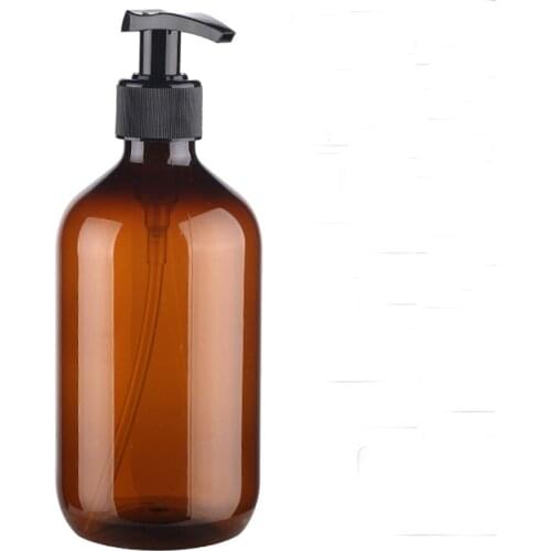 500ml free shipping Refillable brown&amber Squeeze plastic lotion bottle with pump sprayer PET Plastic Portable lotion Bottle