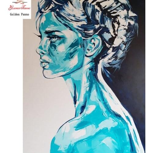 5D DIY diamond painting cross stitch square inlaid blue woman embroidery beauty needle thread rhinestone painting