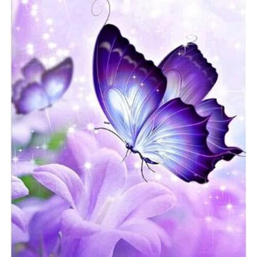 5D DIY Diamond Painting Animal Painting Purple Butterfly Picture Square Round Diamond Embroidery Cross Stitch Gift Decor WG2835