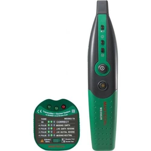 MASTECH MS5902 Automatic Circuit Breaker Finder Fuse Socket Tester US/EU Plug Socket with Flashlight