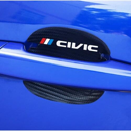 For Honda Civic 10th 8th Type R 2008 2012 2018 2006 Car Accessories 4pcs Carbon Fiber Car Door Handle Scratch Protector Stickers