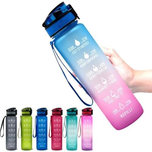 1L Tritan Water Bottle With Time Marker Leakproof Bottle For Fitness Outdoor Sports Motivational Water Bottle With Time Marker
