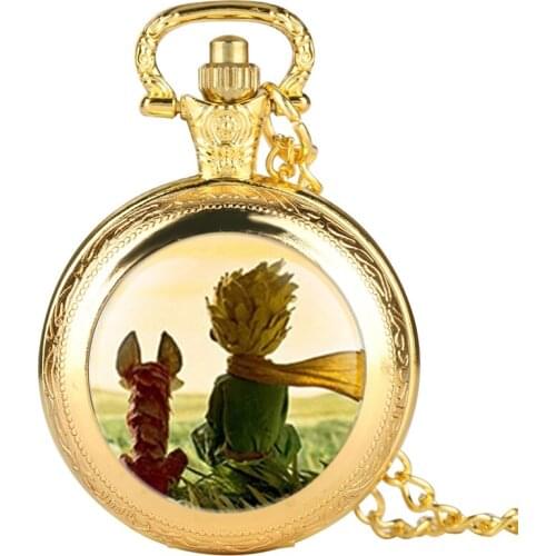 Popular the Little Prince Movie Theme Quartz Pocket Watch Necklace Fob Clock With Chain Necklace Pendant Gift For Children Boys
