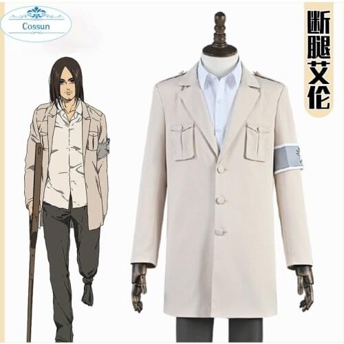 Cossun Anime Attack on Titan Figure Eren Coat Jacket Uniform Suit Halloween Outfit For Women Men 2021 New