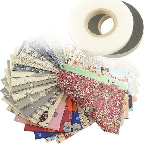 Teramila 100% Cotton Fabric Animal Floral Cartoon Design Tela 50x160cm And 70 Yards Double Faced Adhesive Fabric DIY Interlining