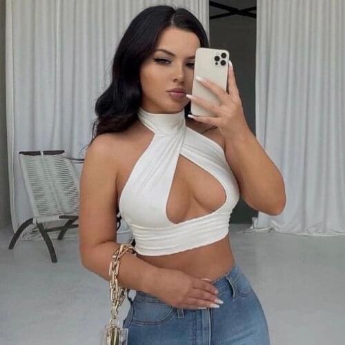 Echoine New Women Hollow Sexy Halter Vest Solid Women Top 2021 Summer Hot Sale All Neon Store Clothes Wholesale Drop Shiipping