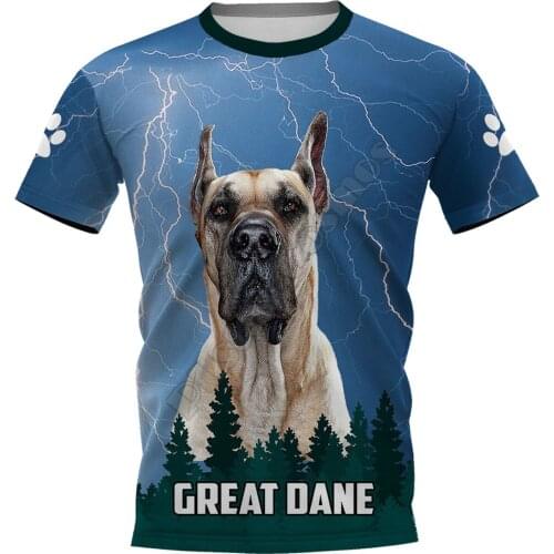 PLstar Cosmos Lightning Great Dane 3D Printed t-shirt Harajuku Streetwear T shirts Funny Dog Men For Women Short Sleeve