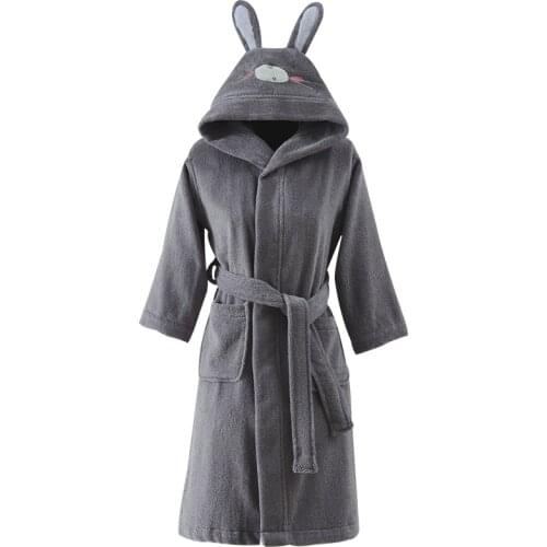 Bathrobe Kids Boys Robe for Children 100% Cotton Warm Lengthen Robe Thicken Hooded Dressing Gown Men Towel Fleece Pajamas