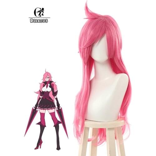ROLECOS Game LOL Katarina Cosplay Hair Battle Academia Katarina Cosplay Hair 70cm Pink Synthetic High Temp Fiber Hair Cosplay