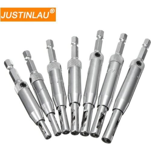 JUSTINLAU 7pcs/set HSS Self Centering Hinge Drill Bit Door Window Cabinet Woodworking Hole Puncher