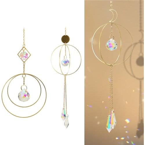 Ball Ring Crystal Sun Catchers Prisms Hanging Rainbow Chaser Lighting Supplies for Window Curtains Pendant Home Garden Car Decor