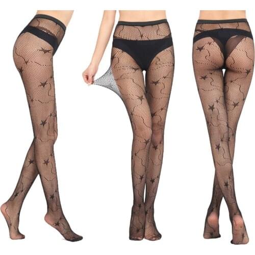 1 Pcs Sexy Stay Up Thigh High Tights Fishnet Mesh Skull Print Punk Stretch Pantyhose For Women Accessories