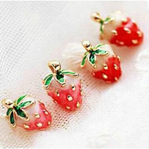 Korean fashion jewelry womens earrings recommended glaze small earrings strawberry tassel earrings bohemian cute earrings