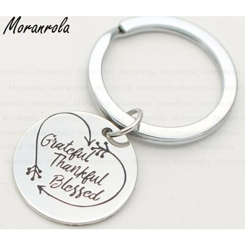 New arried "Grateful Thankful Blessed"Jewelry Thanksgiving copper Necklace & KeychainThanksgiving Necklace Thankful Jewelry