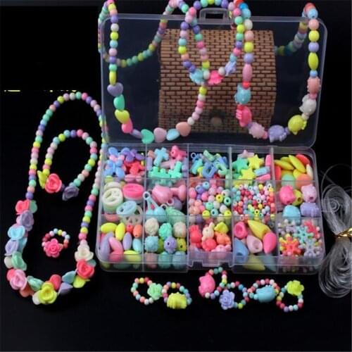 MHS.SUN Mixed 250pcs DIY Loose Acrylic Beads Box Set Accessories Candy Color Kids Beads With Box For Kid Bracelet&necklace