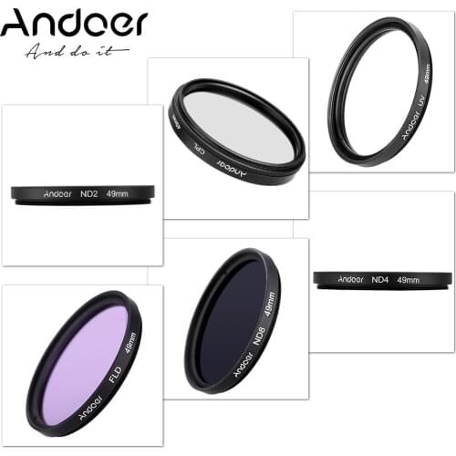 Andoer 49mm UV+CPL+FLD+ND Photography Filter Kit Set Polarizing Fluorescent Neutral Density for Nikon Canon Sony Pentax DSLRs