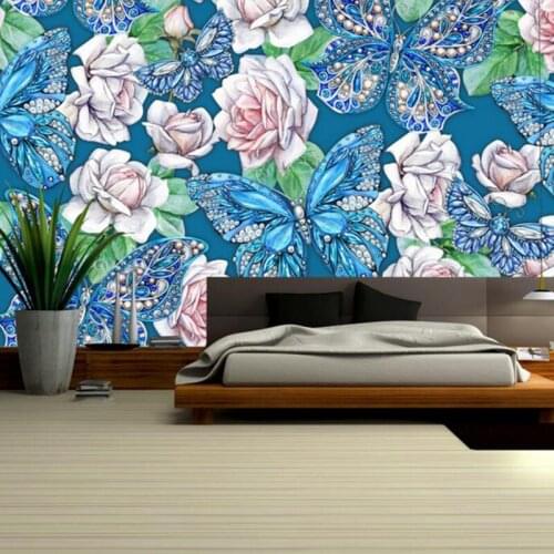 3d Butterfly Wall Art Hand painted Flower Wall Decor Living Room Paint Ideas Bedroom Wall Murals Wallpaper for Childrens Room