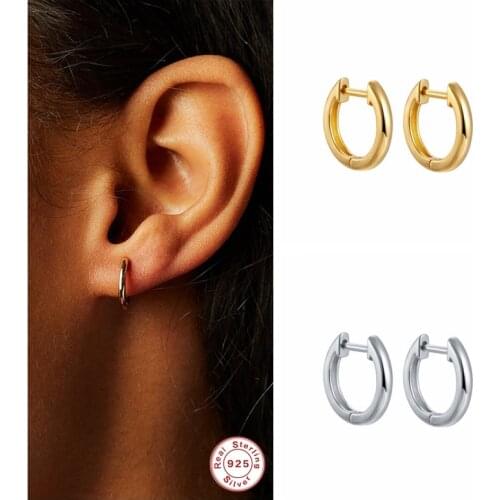 Genuine 925 Sterling Silver Aretes Earring Bling Zircon Cartilage Stud Earrings For Woman Girl Piercing Pendientes Fine Jewerly