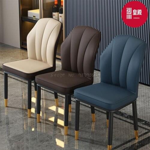 Nordic light luxury dining chair home modern minimalist makeup desk chair hotel soft bag chair wrought iron net red dining table