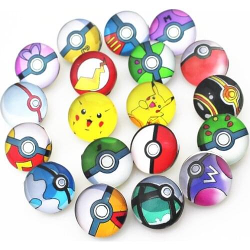 Newest 12pcs/lot glass cartoon 18mm Pocket Monsters snap buttons leather clasp snap button bracelet snap Bangles jewelry