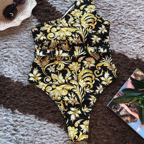 2021 New Fashion Ladies Printed Swimsuit Sexy Conservative Cover Meat Open Back One-piece Swimsuit Swimsuit Bikini