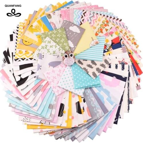 QUANFANG 80pcs/bag color randomly Twill Cotton Fabric For Patchwork DIY Quilting Sewing Baby,Child doll Material 20x25cm