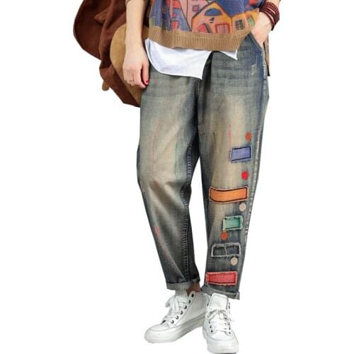 Harajuku High Waist Ripped Boyfriend Jeans Woman Vintage Denim Harem Pants Women New Baggy Stretch Ladies Jean Trousers Clothes