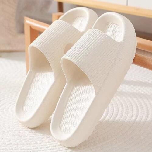 Women Thick Platform Bathroom Slippers Summer Beach Sandals Eva Soft Sole Pillow Slide Leisure Men Ladies Slippers Anti Slip