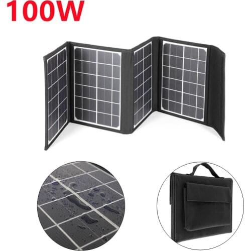 12V 100W Fast Charging Dual USB Foldable Solar Panel Waterproof Folding Solar Panels Cells for Mobile Home Battery Charger